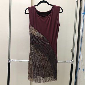 Diesel superior females wine red dress w/ copper sequin plates